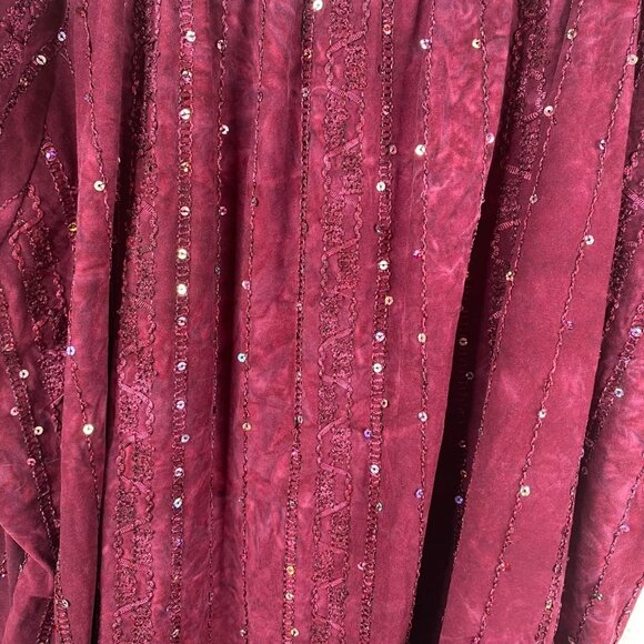 Shannon Ford New York Top Burgundy Sz 3X Embroidered Sequins Boho Peasant - Picture 8 of 11